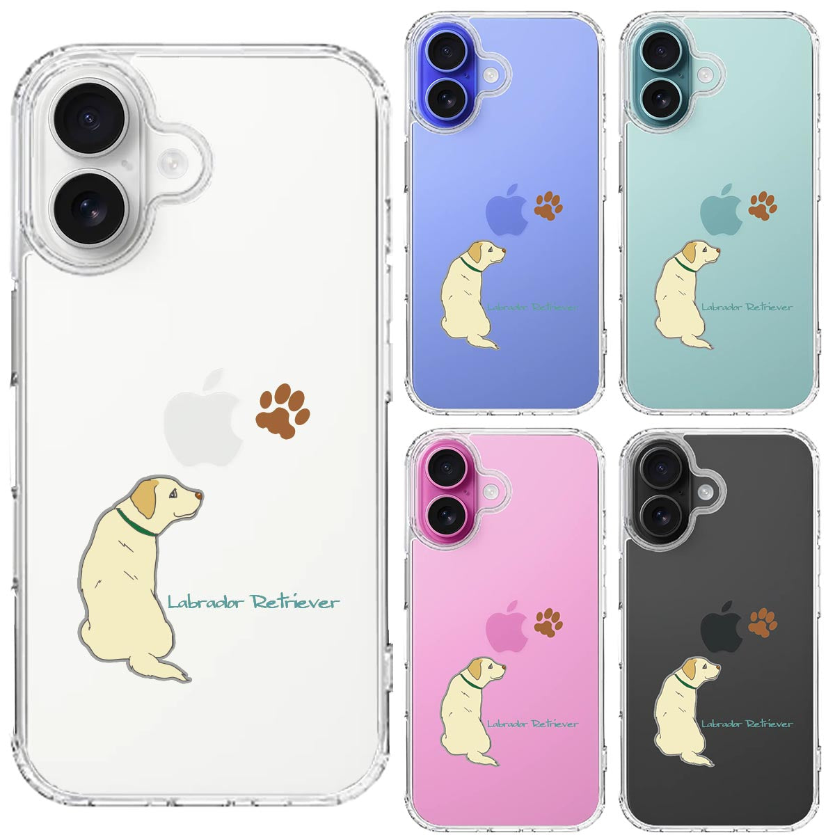 iPhone16 側面ソフト 背面ハード ハイブリッド クリア ケース ラブラドールレトリバー